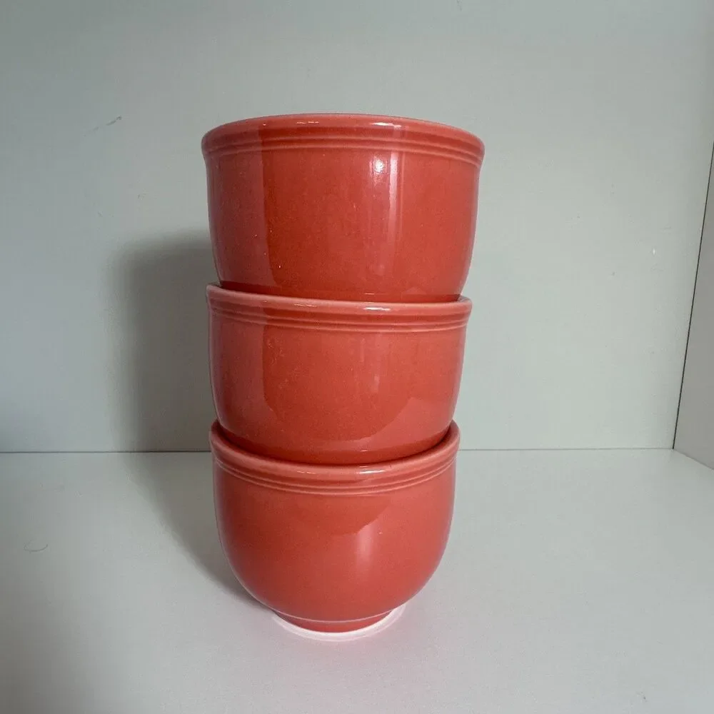 Lot of 3 Fiesta Ware Chili Bowl Orange Persimmon Fiestaware Soup Homer Laughlin